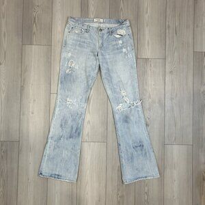 Abercrombie & Fitch Madison Jeans Women 8L Light Blue Flared Low Rise Distressed